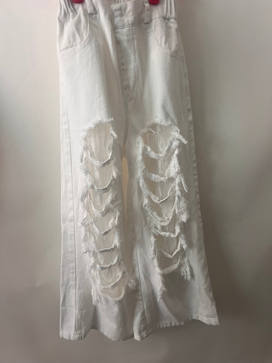White distressed linen Pants 5-13