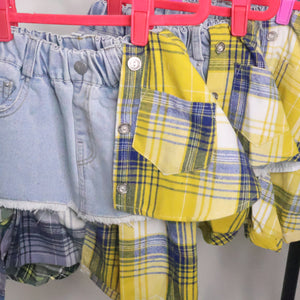 Yellow Jean Plaid Skirt 5-14