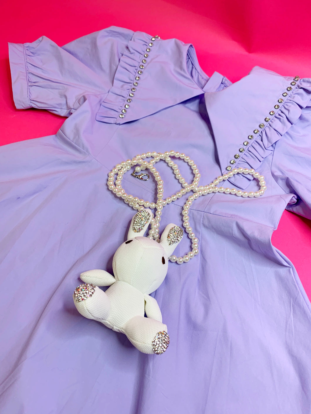 Lavender Tea Party Dress W/ Pearl Bunny  4-10