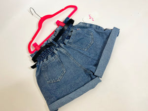 High Waist Belted Jean Shorts 6-14